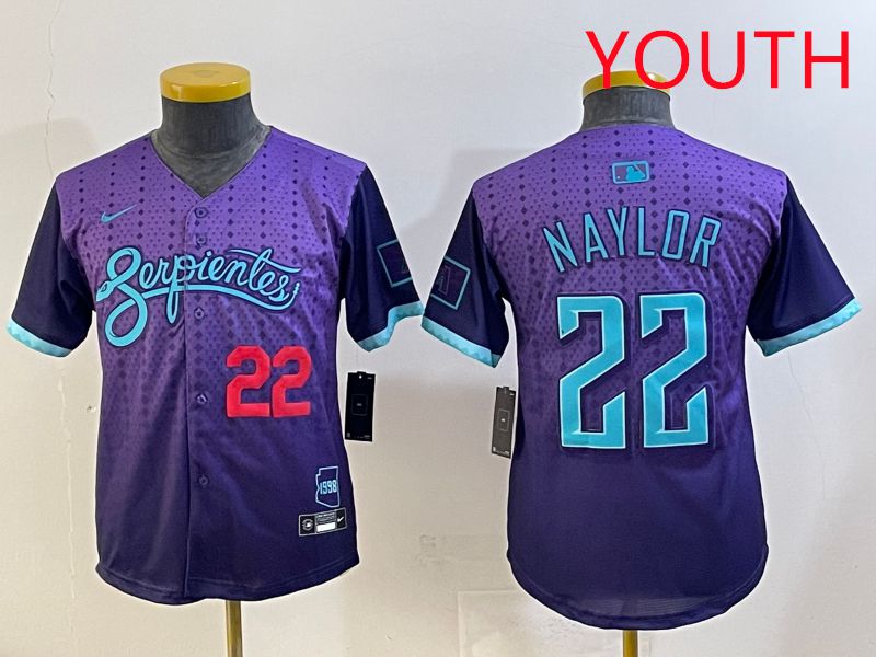 Youth 2025 Arizona Diamondback #22 Naylor Purple Joint Name Nike MLB Jersey style 4